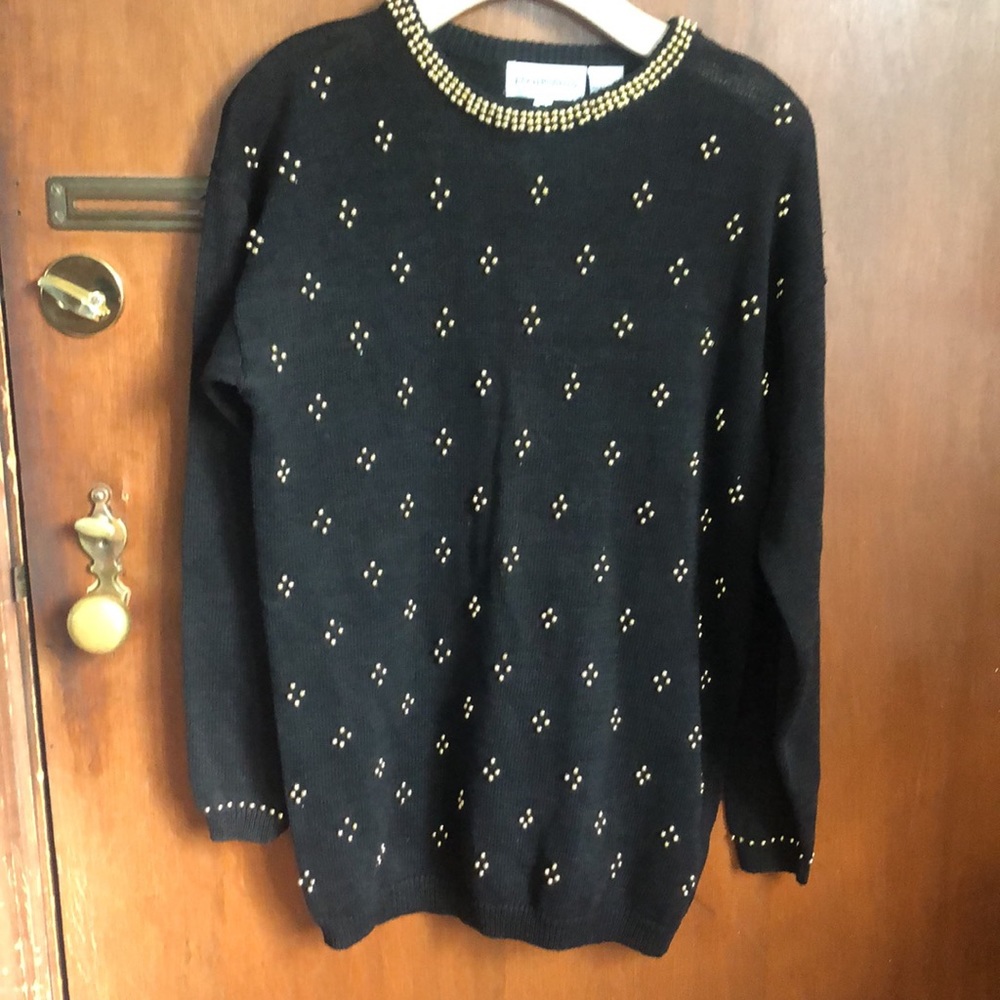 Elegant beaded long sweater
